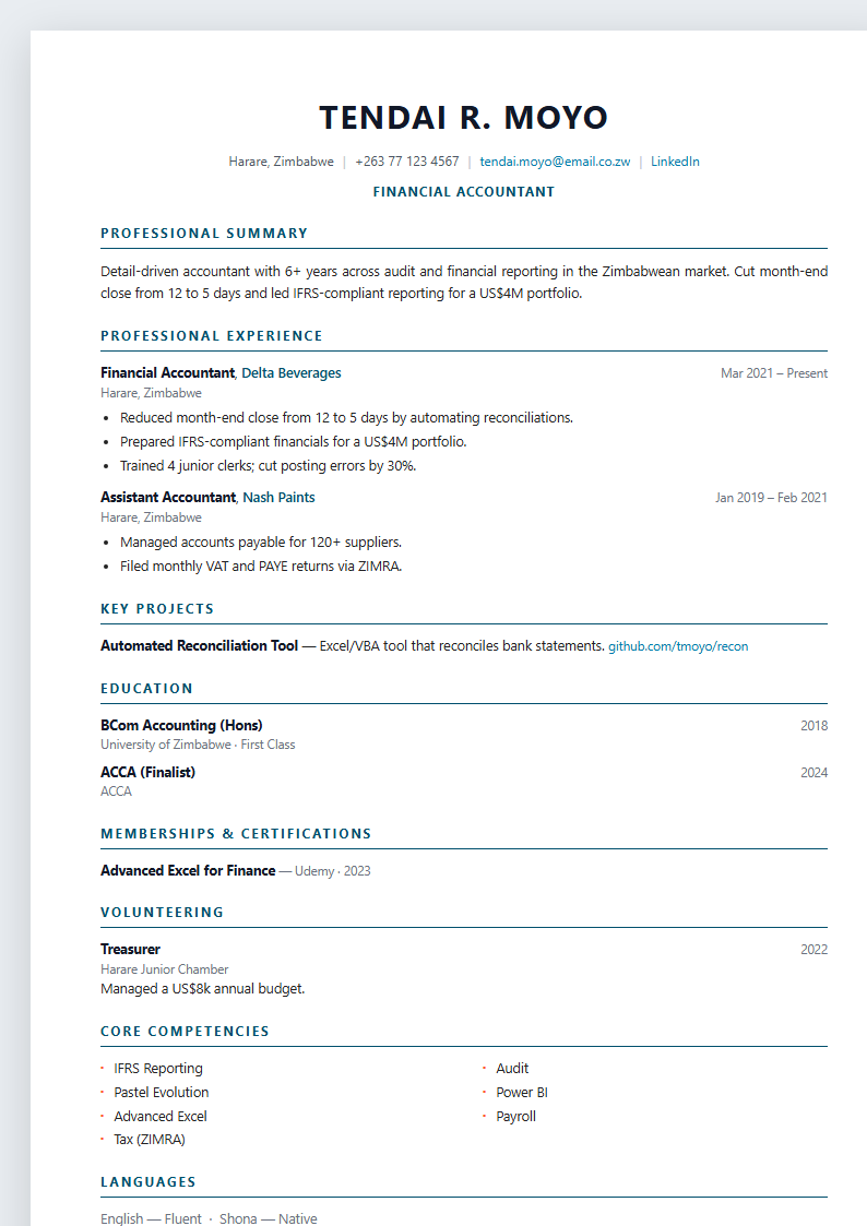 Boardroom CV template preview