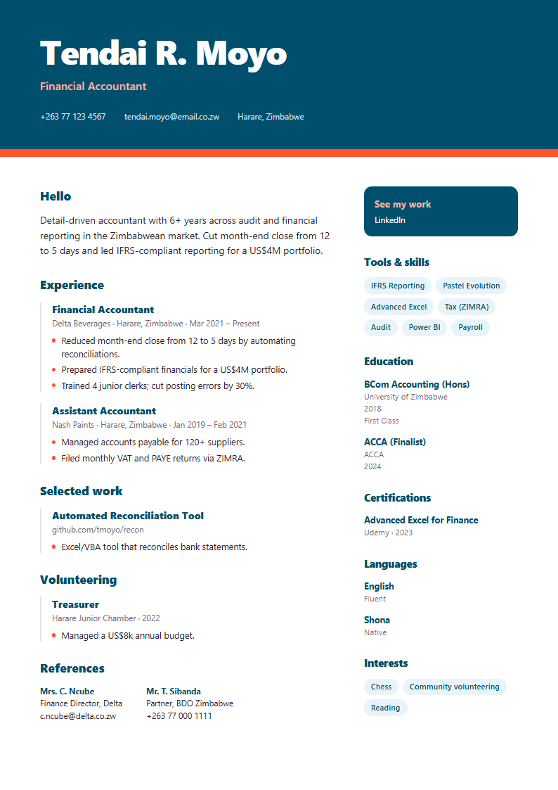 Creative Header CV template