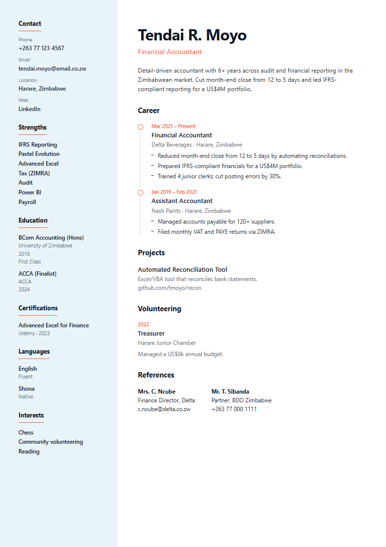 Timeline Photo CV template